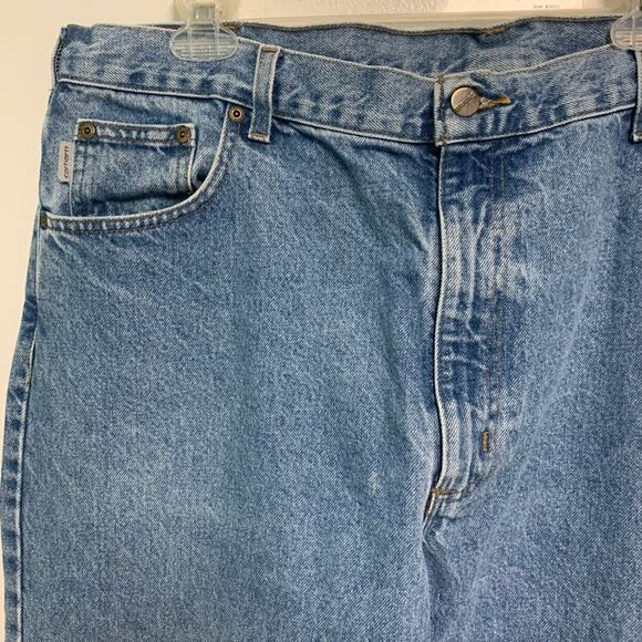 Carhartt Vintage Men's Leather Patch Light Wash Relaxed Fit Jeans 42 x 32 - Picture 3 of 8